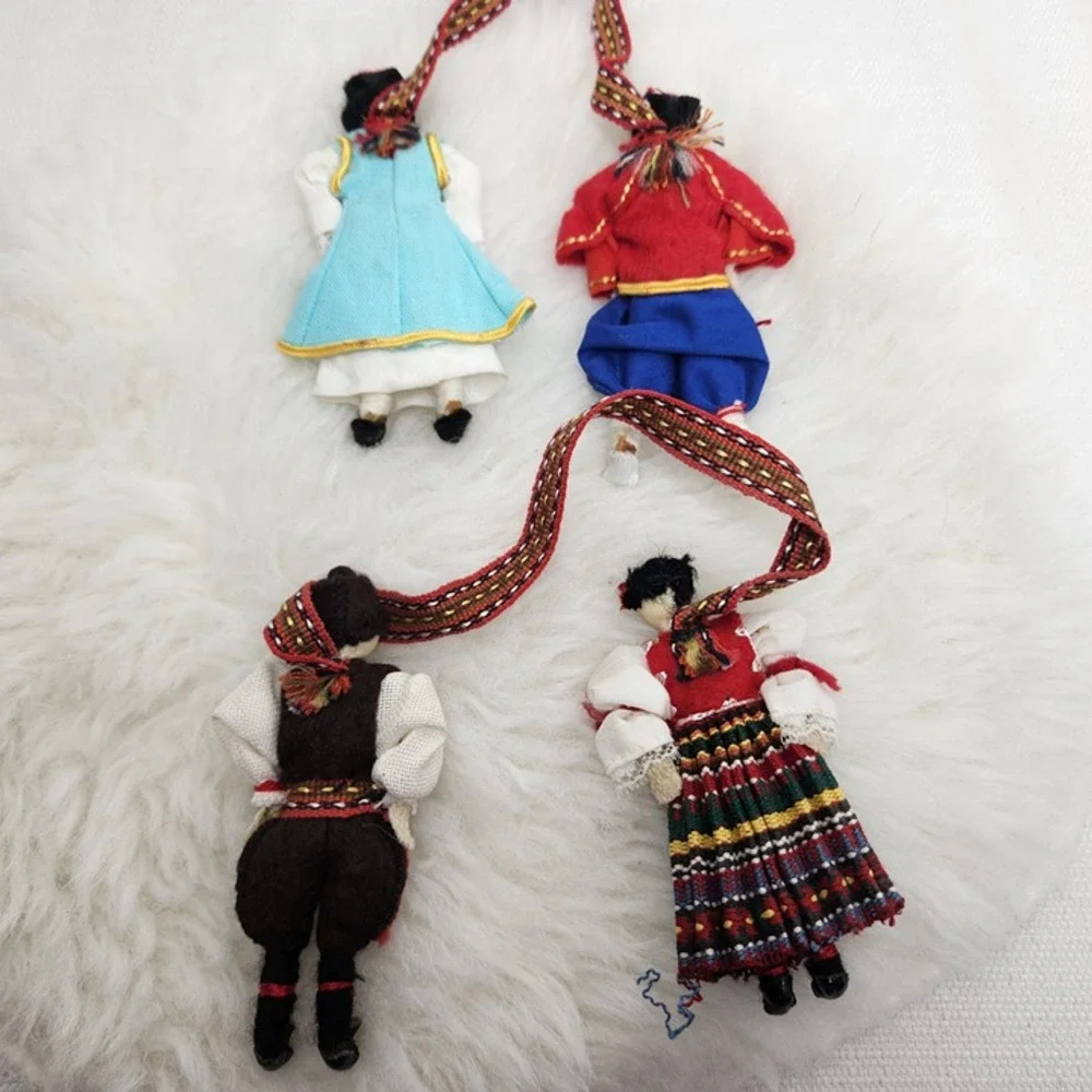 Vintage Cloth Embroidered Miniature Eastern European Oriental Dolls Ornaments